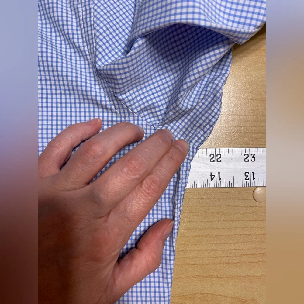 Banana Republic 120s Supima Cotton Gingham Dress Shirt Light Blue Men’s Medium